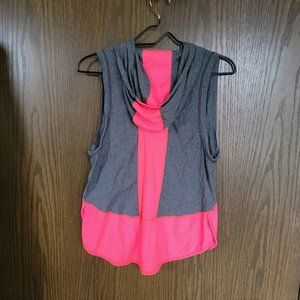 Under Armor Coral and Grey Hooded Tank Top Size Medium